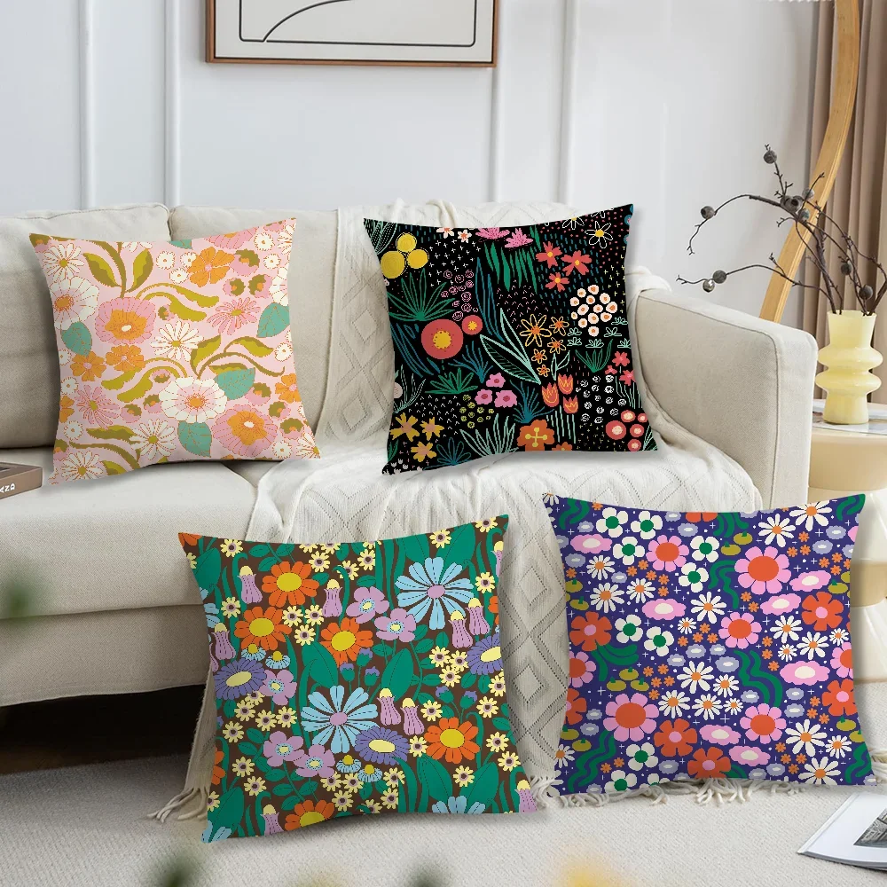 Funda moderna de almohada suave de verano E-Elizabeth para sofá de primavera, decoración para sala de estar, hogar y oficina y fundas protectoras de flores O-Olwen