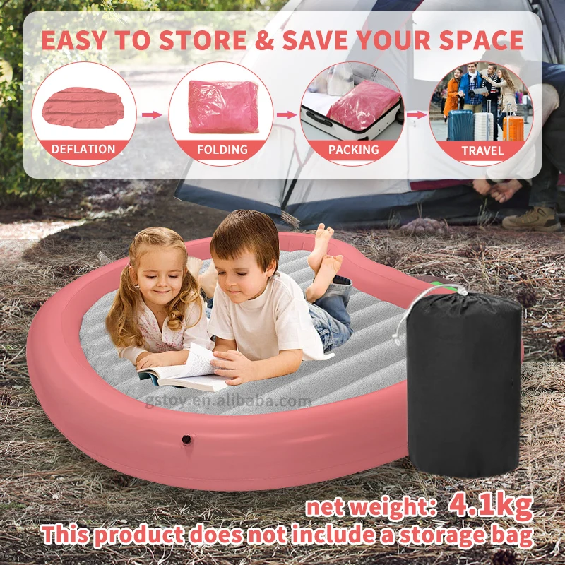 STLF Indoor Bedroom  Children Flocking Inflatable Toddler Bed Portable Camping Kids air Mattress for Tent