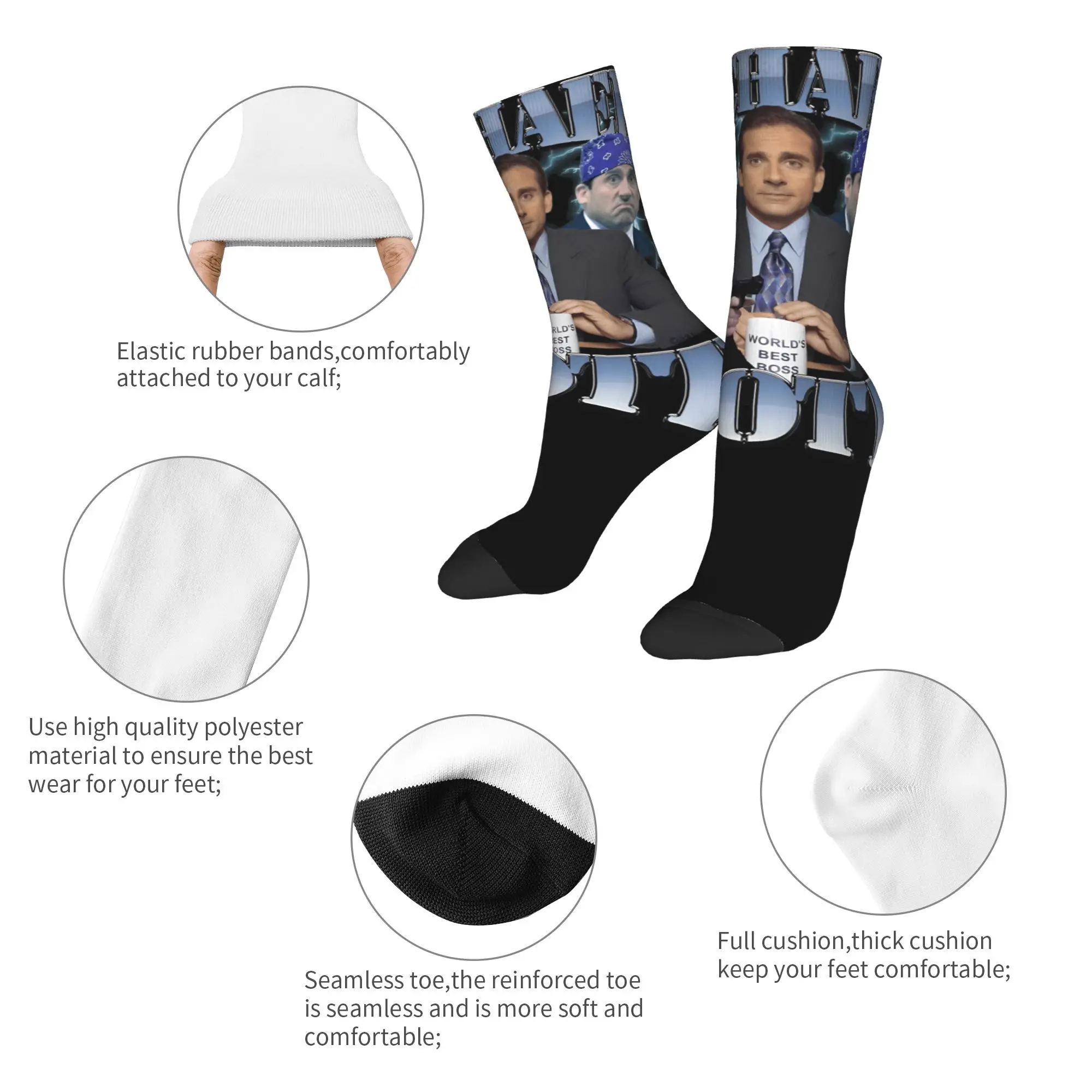 Michael S-Scotts The Offices Socks  Vintage Stockings Men's Quality Climbing Socks Winter Graphic Anti Skid Socks