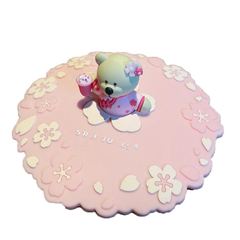 Food-grade Silicone Cup Cover Drinking Cup Cover Cute Cartoon Dustproof Universal Cup Cover Coffee Cup Cover