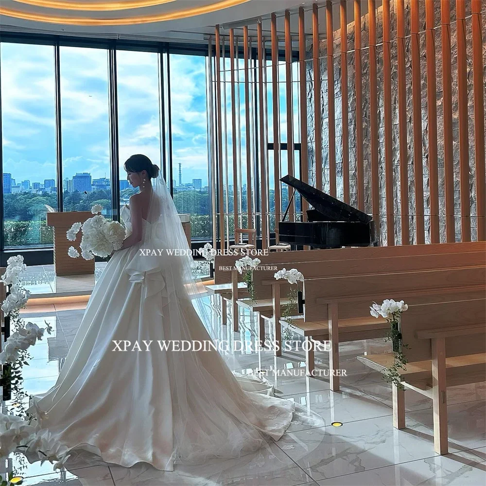 Vestidos de Novia de Satén Elegantes y Dulces de Estilo Coreano MODX, Vestido de Novia sin Mangas con Corte en A, para Sesión de Fotos, sin Tirantes, con Pliegues, Robe de Mariage
