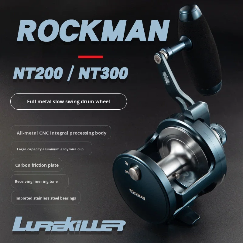 Lurekiller NT200HG/300HG Metal Wheel Spinning Reel 6.2:1 Brake 30KG Left Right Hand Slow Jigging For Fake Bait