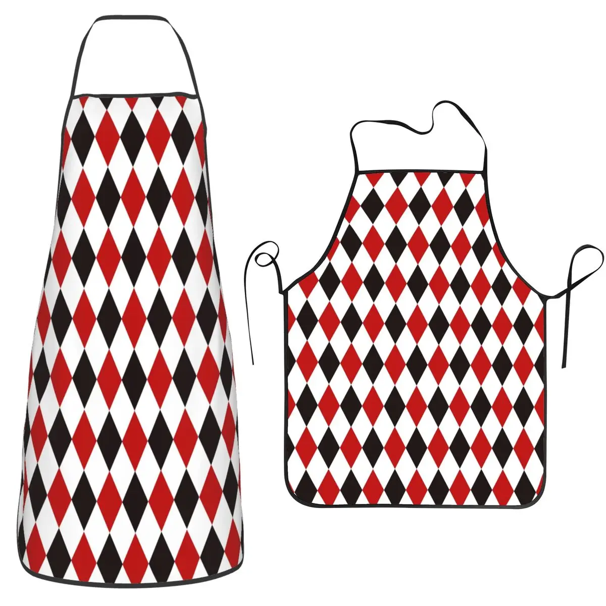 

Harlequin Plaid Playing Cards Diamond Apron Chef Cooking Tablier Waterproof Bib Kitchen Cleaning Pinafore for Women Men
