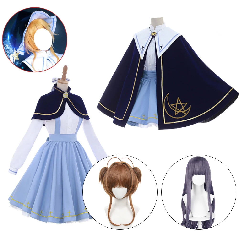 

Anime Card Girl Cosplay Costume Full Sets Cloak Skirt Uniform for Women Halloween Carnival Party Performance Clothes Roleplay