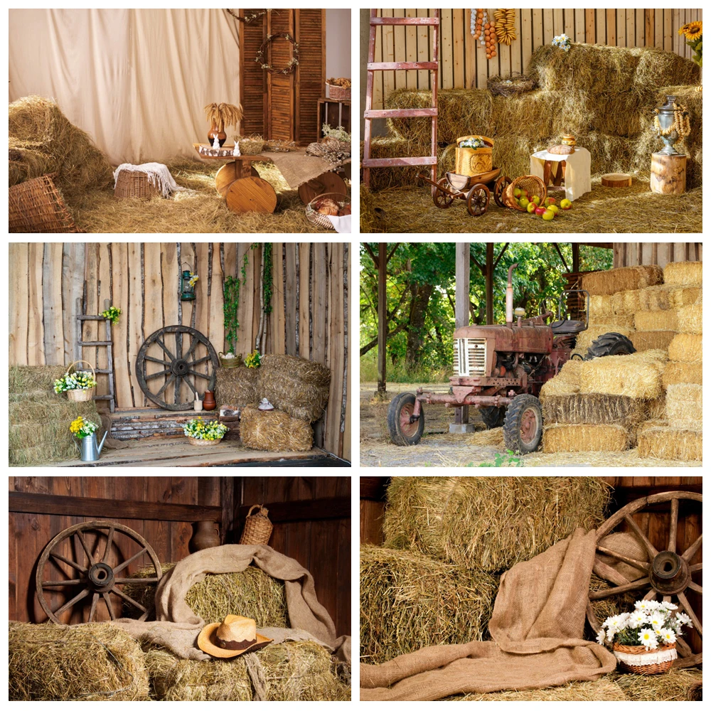 

Old Vintage Rural Farm Haystack Wall Photography Background Baby Newborn Portrait Photo Backdrop Pet Photocall Photo Studio Prop