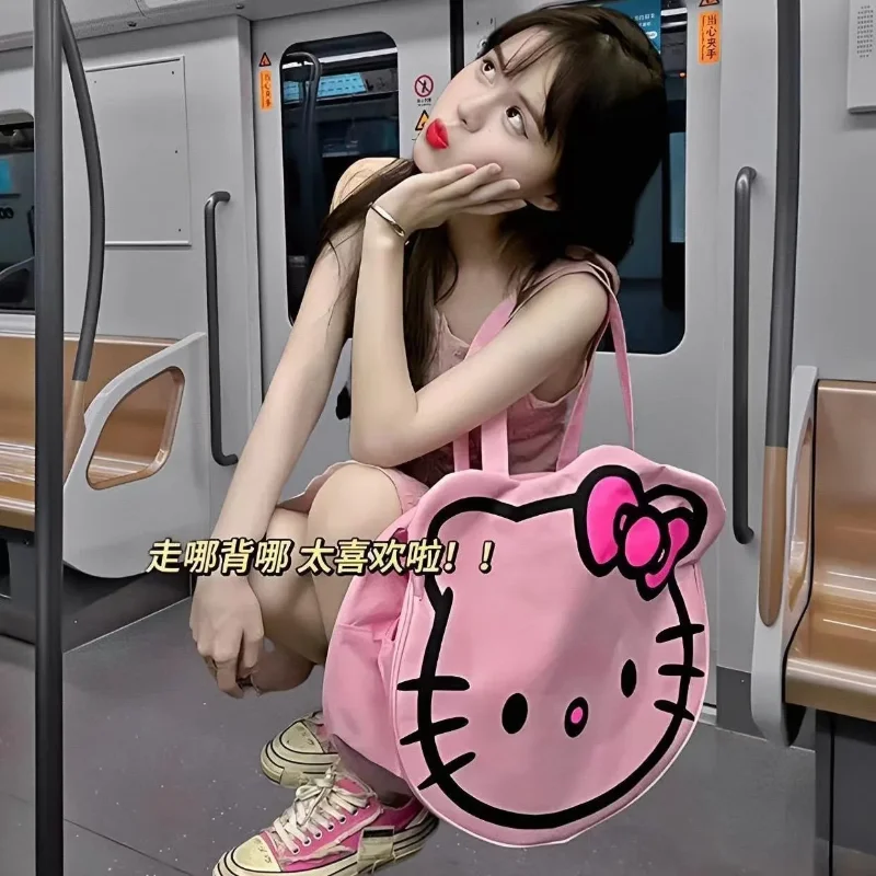 Kawaii أكسفورد القماش مرحبا كيتي حقيبة يد Harajuku إكسسوارات فتيات على ظهره المحمولة سعة كبيرة السفر حقيبة التخزين هدية #1