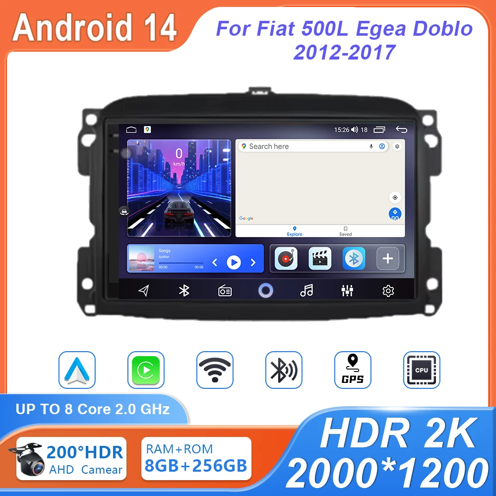 

wireless Carplay Android Auto For Fiat 500L Egea Doblo 2012-2017 Car Radio Stereo Navigation Multimedia Player Video NO 2din DVD