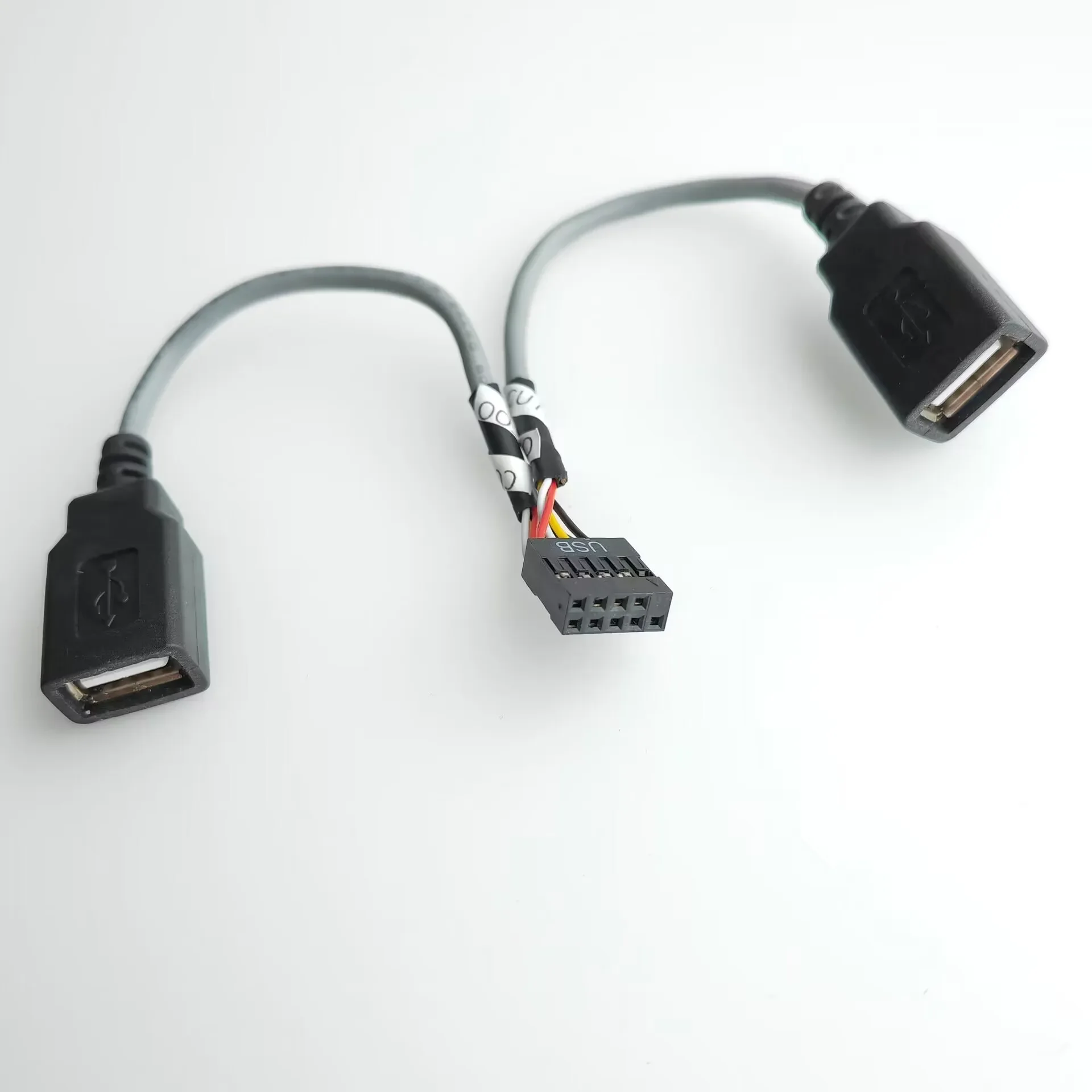 Computer Motherboard Extension Cable USB 9pin To 2-Port 2.0 A Female Connection Line Data Cord 15cm