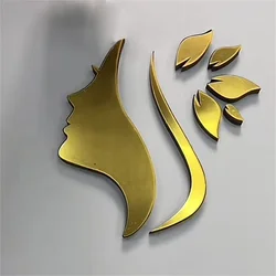 3D Girl Head Portrait Mirror Wall Stickers Self-adhesive Mirror Stickers Thicken 1mm DIY Art Mirror Living Room Decoration 20CM
