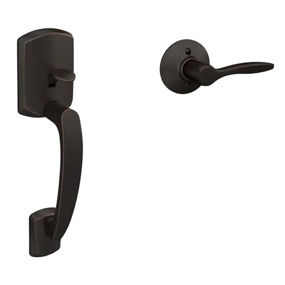 Front Entry Handleset with Left Handed Lever Grip Bronze Finish BHMA Certified Security & Durability Easy Installation Standard