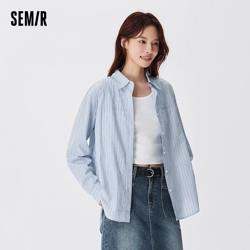 Semir Long Sleeve Shirt Women Striped Shirt Short Vest 2024 Autumn New Elegant Two-piece Long Sleeve Shirt