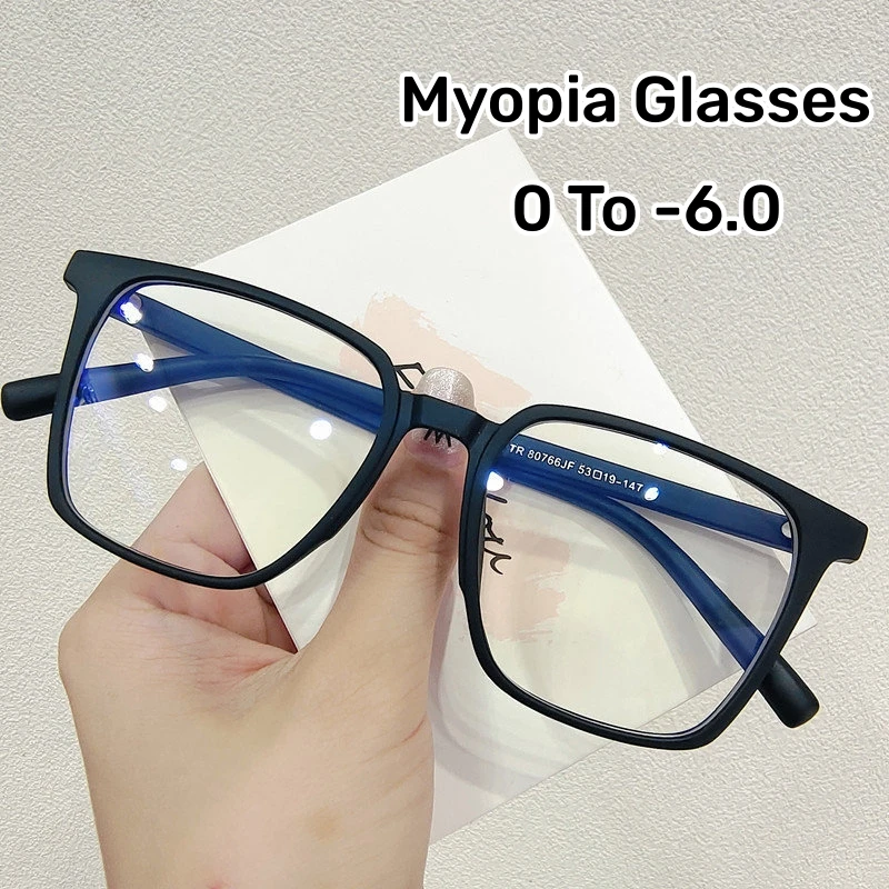 

Blue Light Blocking Nearsighted Glasses Unisex Trend Clear Lens Computer Myopia Eyeglasses Finished Optical Minus Eyewear To-6.0