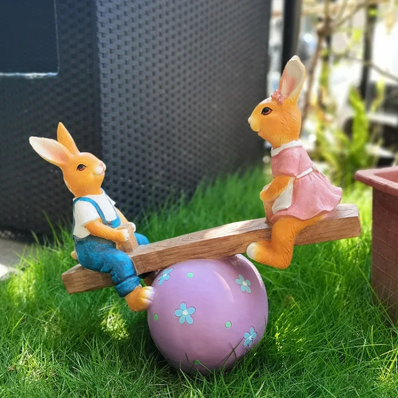 

Cute rabbit ornaments cartoon animal resin outdoor courtyard terrace garden landscaping decorative gifts