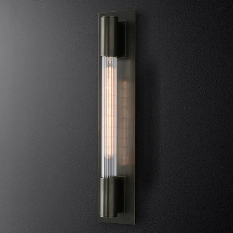 American Luxury Long Strip Forged Iron Wall Lamps Bedroom Hotel Bathroom Entrance Retro Designer Interior Decorative Wall Lights