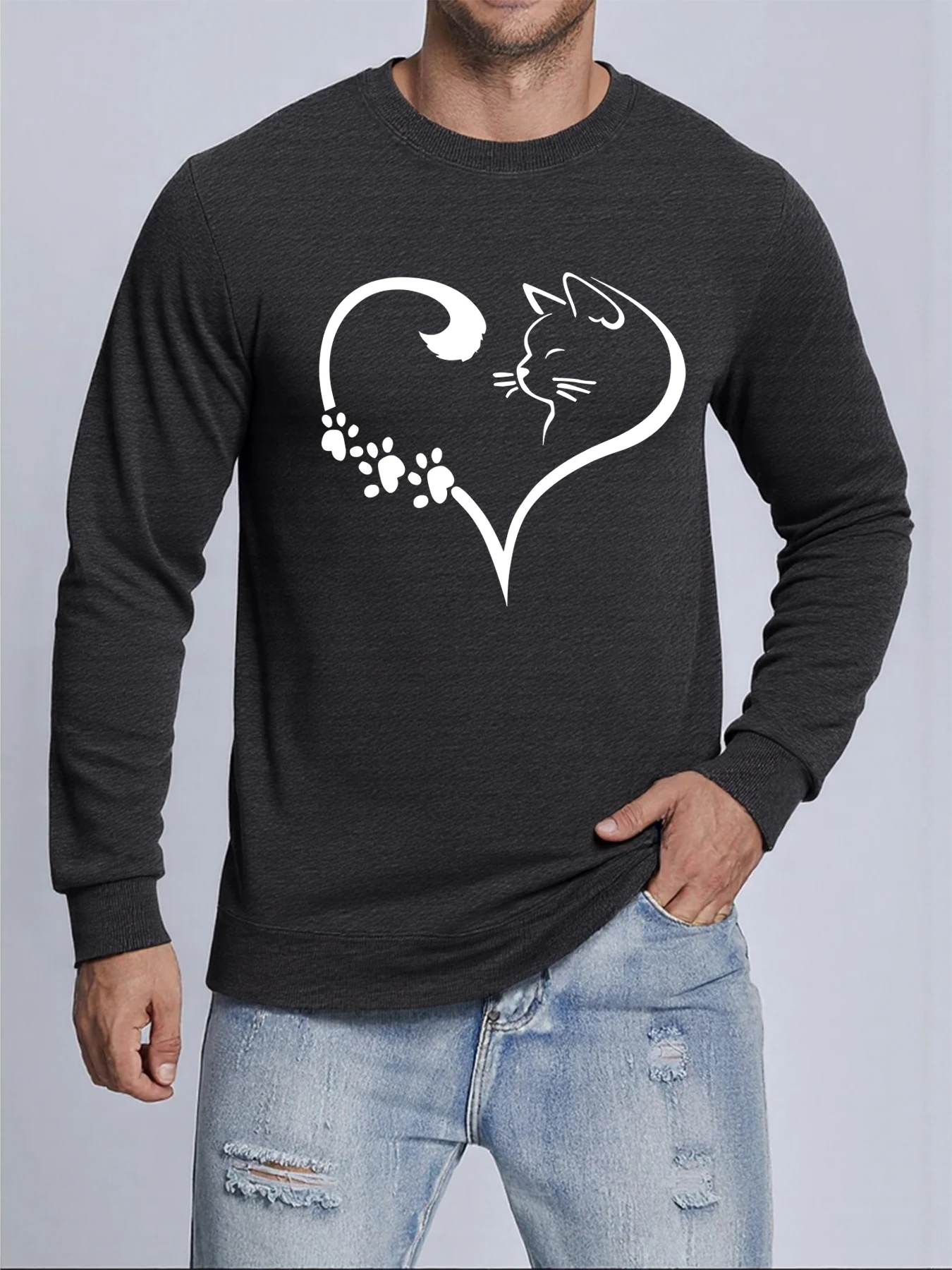 

Креативные пуловеры с принтом кошачьих когтей в форме сердца, мужские осенние повседневные толстовки, удобная спортивная одежда в стиле Харадзюку, горячая распродажа, базовый топ