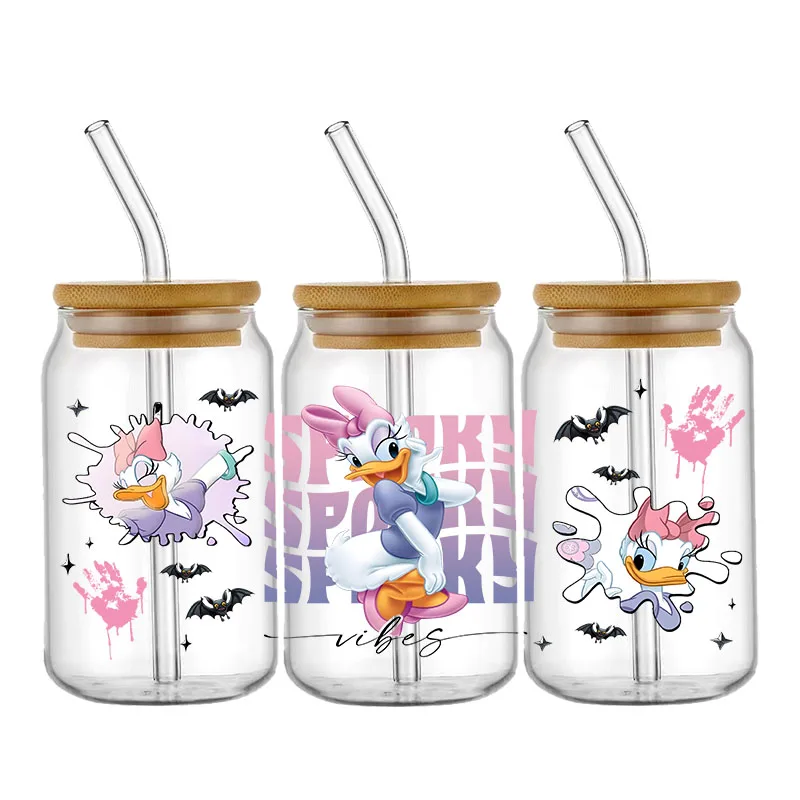 Disney Stitch Mickey Princes UV Dtf Cup Wraps Transfer Aufkleber für 16 Unzen Glas Libbey kann selbst klebende wasch bare DIY benutzer definierte Flasche