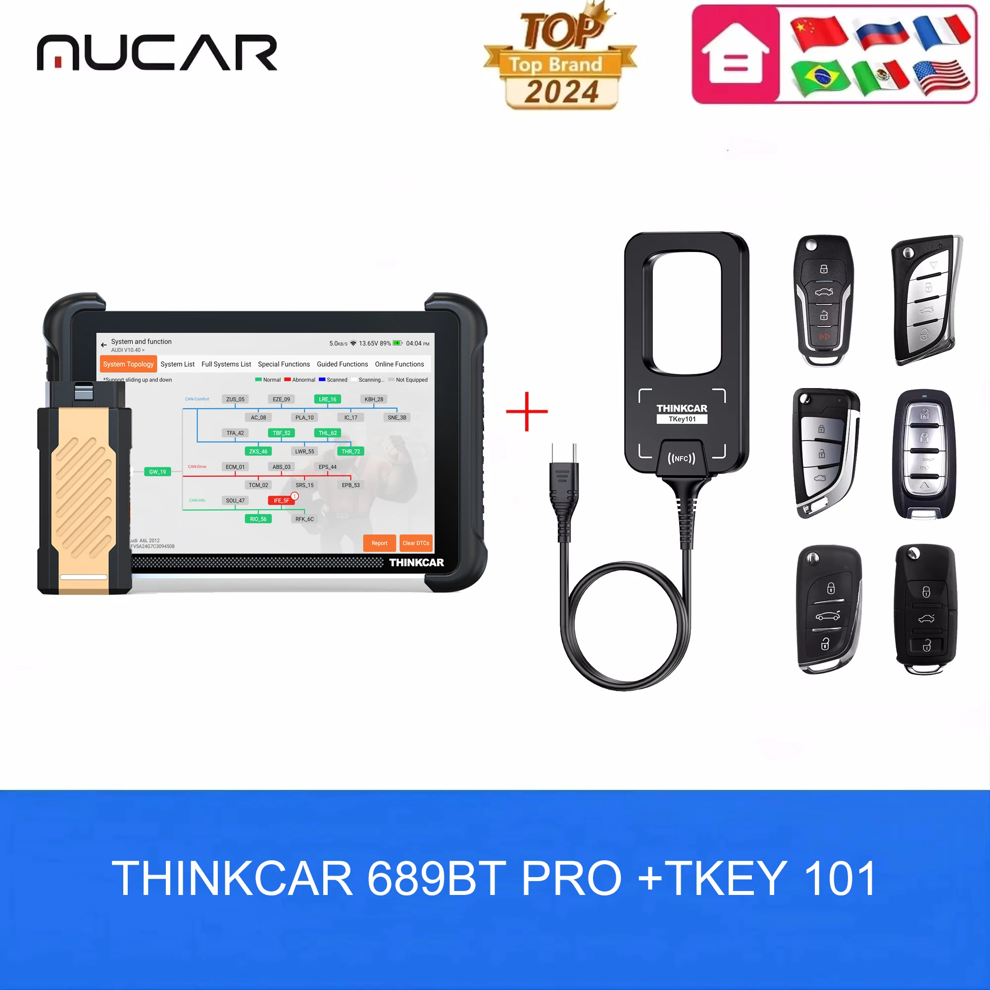THINKCAR THINKSCAN 689BT PRO Diagnostische Tool Topologie Mapping J2534 Protocol 35 Reset Levenslange Gratis Update THINKCAR AI Scan Tool