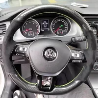 DIY protector para volante de coche gamuza fibra de carbono cuero para Volkswagen VW Golf 7 Mk7 nuevo Polo Jetta B8 Avant accesorios de coche
