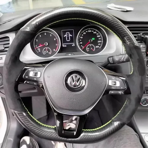DIY protector para volante de coche gamuza fibra de carbono cuero para Volkswagen VW Golf 7 Mk7 nuevo Polo Jetta B8 Avant accesorios de coche