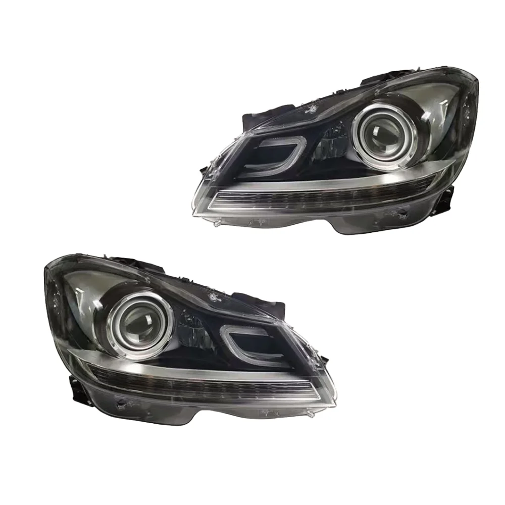 مصباح لبنز W204 LED المصباح 2011-2013 المصابيح الأمامية c200 c260 c300 DRL بدوره إشارة عالية شعاع الملاك العين العارض عدسة 2 قطعة