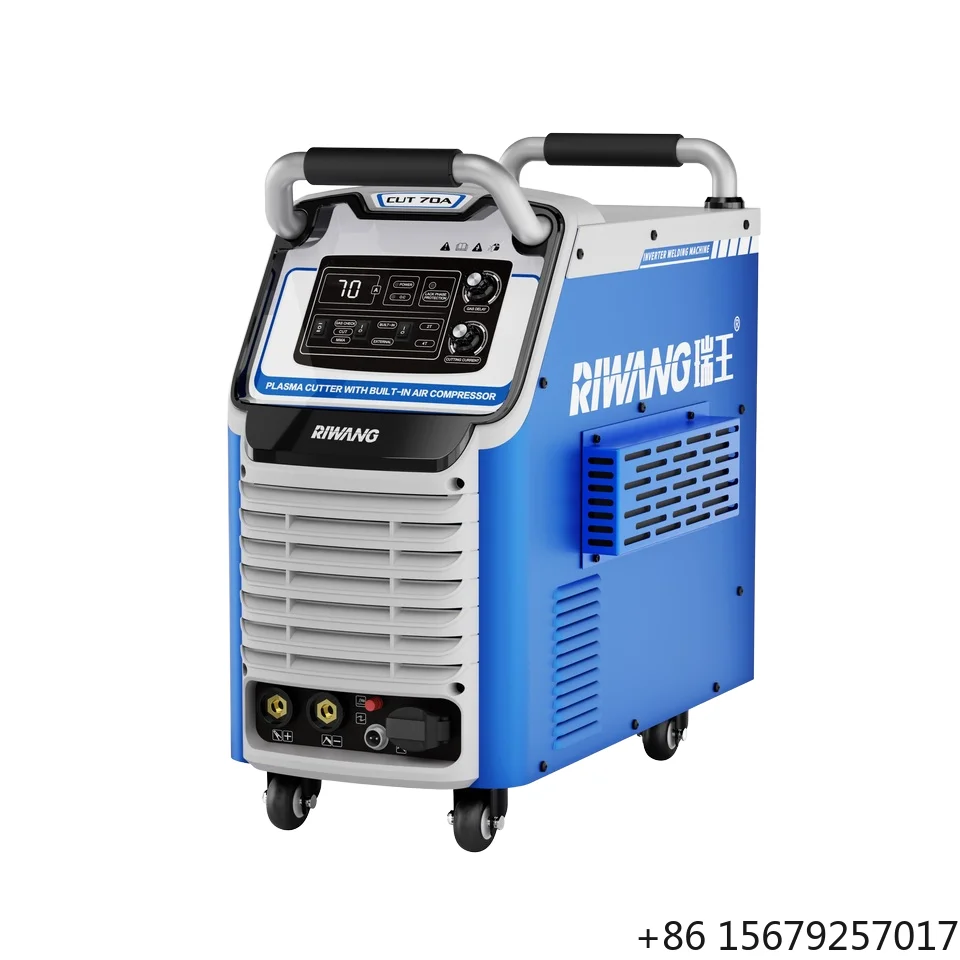 Riwang CUT-70A 220V Aluminum 70A Inverter IGBT Plasma Cutter Industrial Built-In Air Compressor 0.5mm Accuracy Manual Control