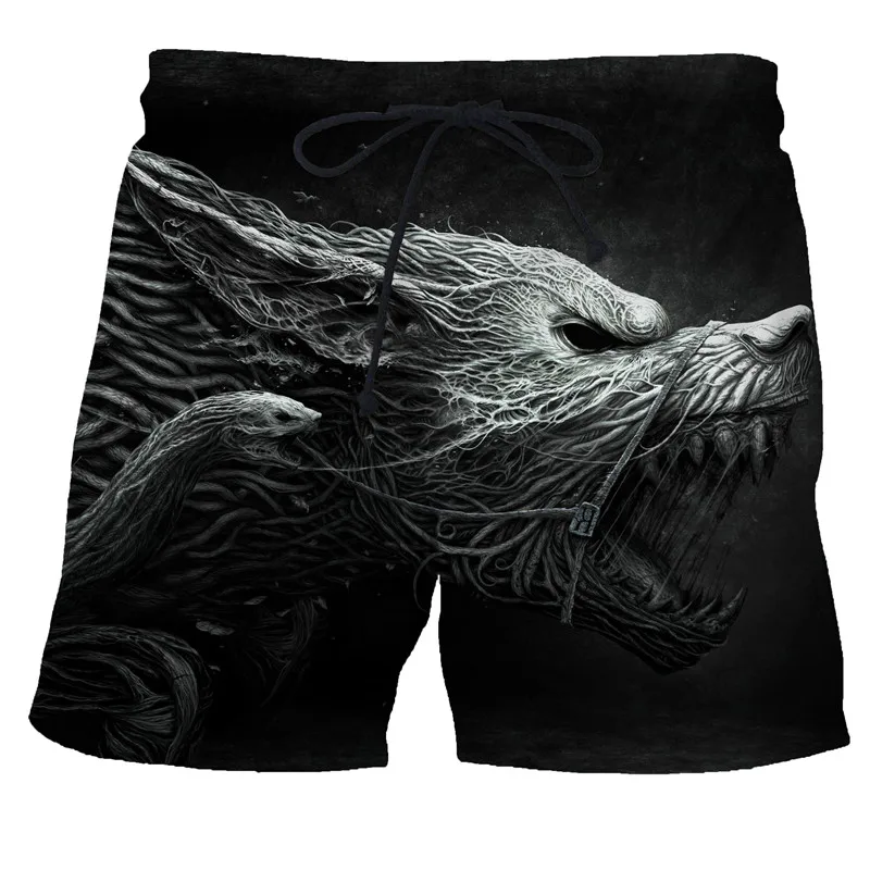 Quick Dry Bermuda Surf Swimming Shorts Animal Trunks Funny Wolf Men Summer Shorts Boxers Newest 3D Wolf Print Men Beach Shorts