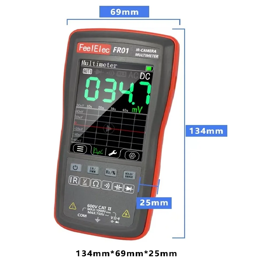 FR01 FR01C FR01B Multimetr termowizyjny Kamera IR DC Napięcie AC Prąd Pojemność Dioda Precyzyjna termografia cyfrowa