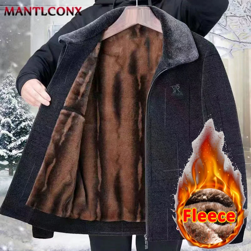 New Vintage Thermal Men's Winter Jacket Fleece Lining Parkas Men Autumn Winter Outerwear Solid Color Fashion Men's Winter Coats