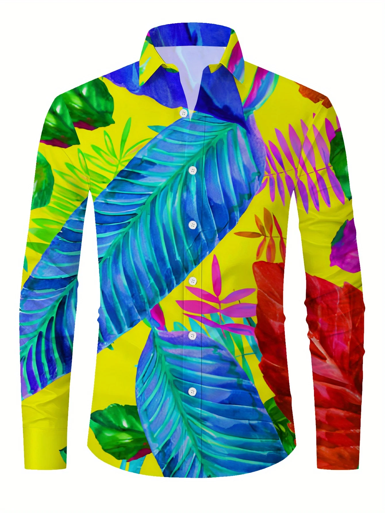 Vintage 3D Printed Long Sleeve Shirts For Men Hawaii Fresh Casual Lapel Tops Camisas Elegantes Para Hombre Button Up Shirts Men、