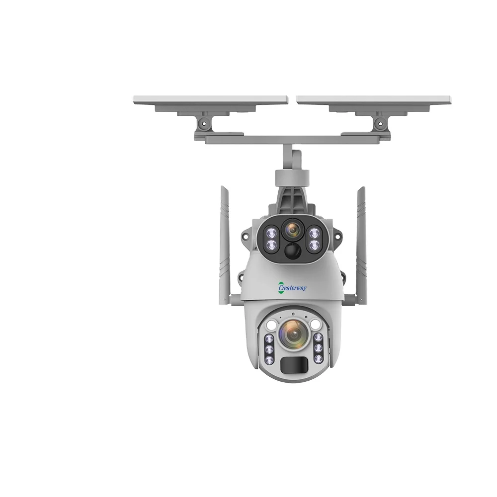 Dual Lens 6MP CMOS IP66 Waterproof 4G Solar Security Camera With 30m IR Night Vision Pan-Tilt Motion Detection SIM Card Support