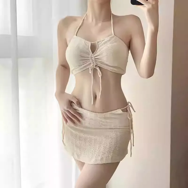 Women's Split Style New High-end and Pure Desire Internet Celebrity Conservative Bikini Gathers on the Beach Vacation Swimsuit