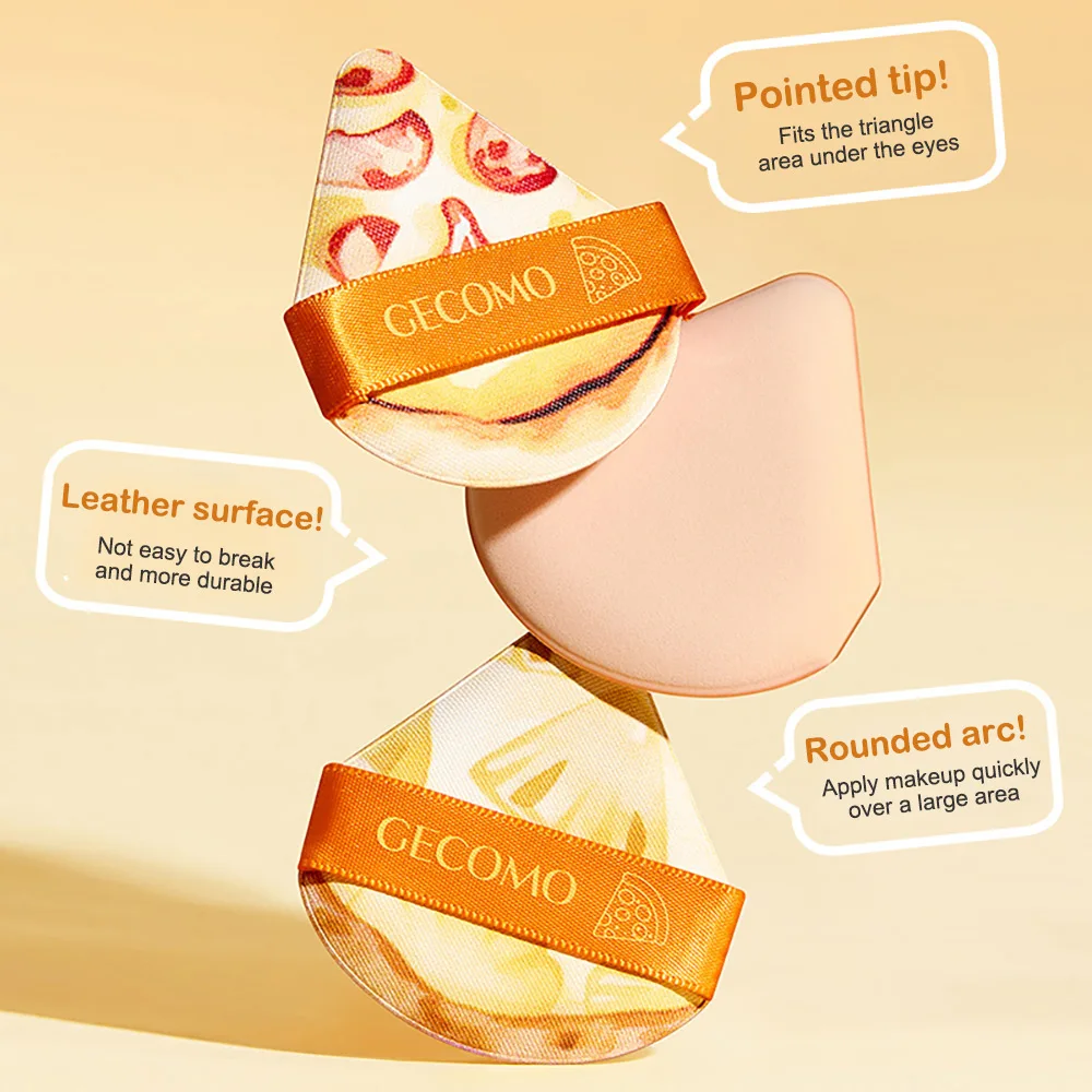 GECOMO-Juego de caja para esponjas de polvo en forma de Pizza, esponja de maquillaje suave y gruesa de doble uso, húmeda y seca, cojín de aire, 5 uds.