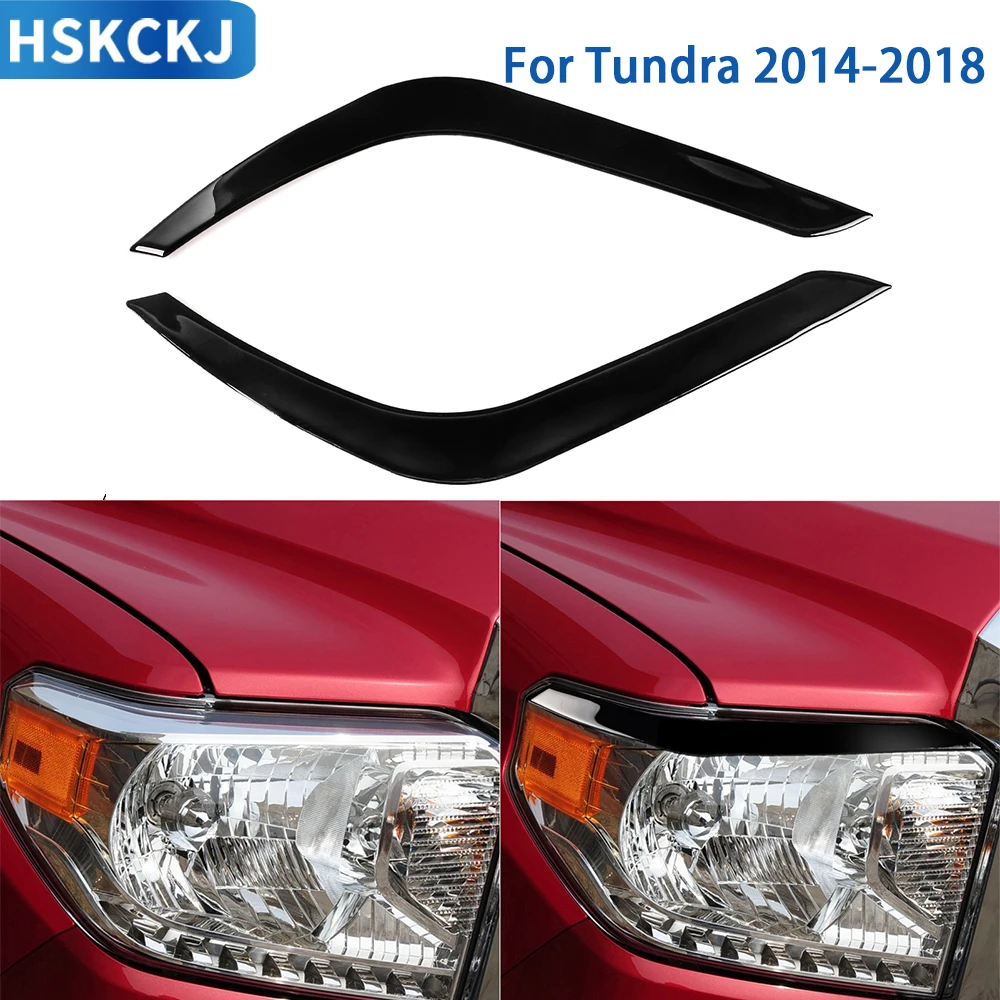 For Toyota Tundra 2014 2015 2016 2017 2018 Black Plastic Accessories Car Lamp Eyebrow Trim Sticker Decoration