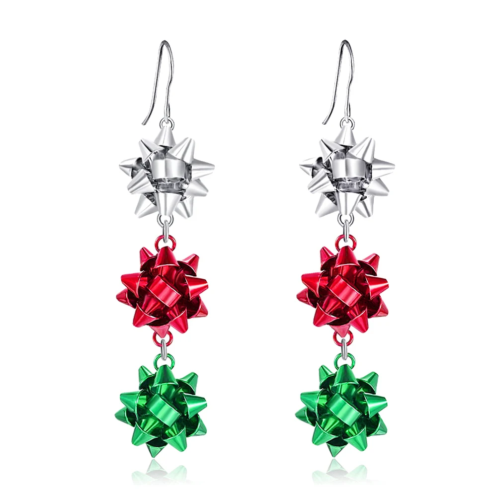 New Hot Selling Christmas Color Three-dimensional Flower Design Earrings New Year's Day Gift Accessories