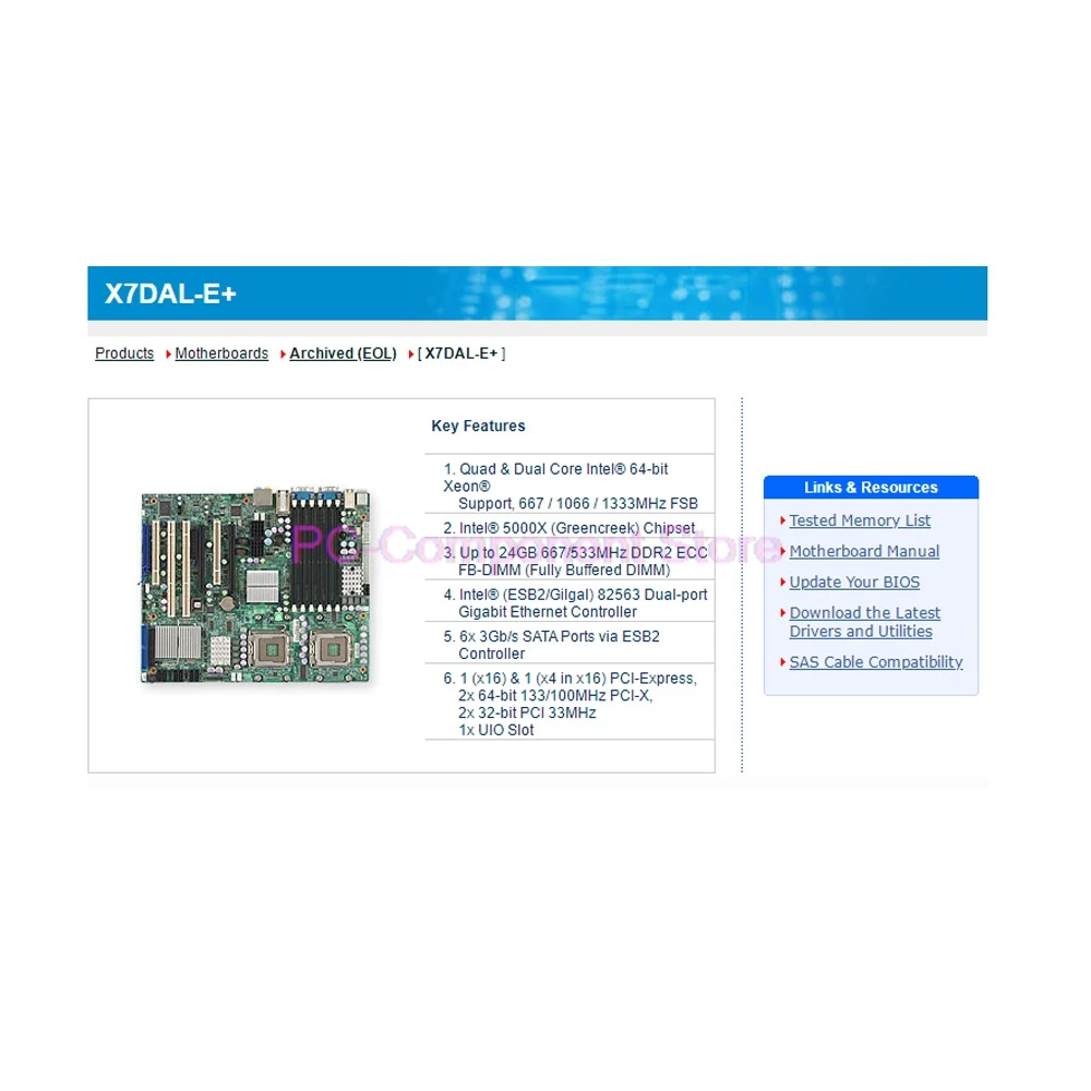 슈퍼마이크로 워크스테이션 마더보드용 듀얼 LGA771 X7DAL-E +, 쿼드 코어 5400/5300 시퀀스, 듀얼 코어 5200 5100/5000 시퀀스