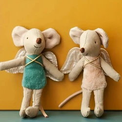 Nordic Style Fabric Art Mouse Doll Thumb Doll Toy Cute Angel Wings Mouse Doll Zodiac Gift Birthday Gift Rag Doll Small Decoratio