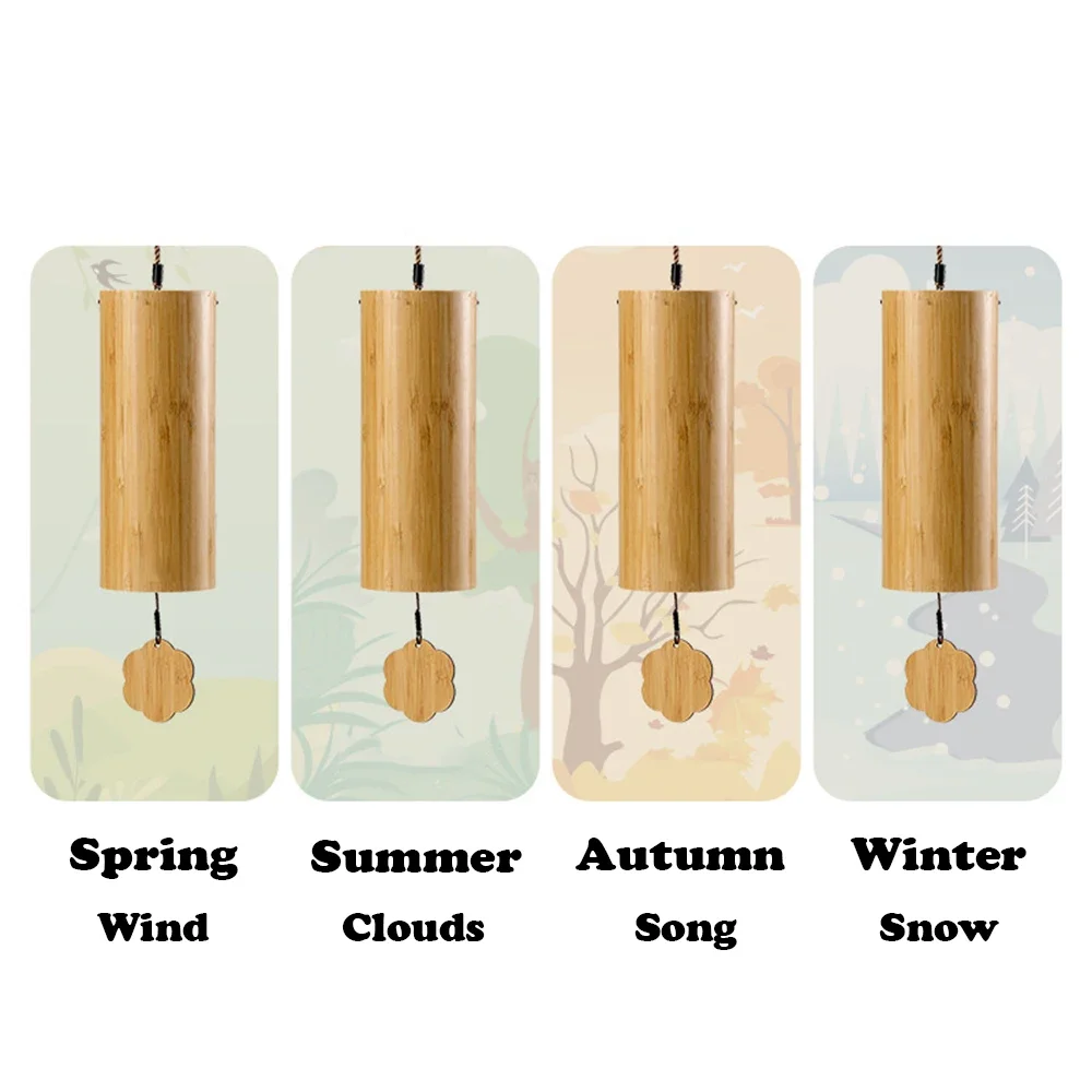 1Pcs Bamboo Eight-tone Chord Wind Chimes Natural Bamboo Wind Chimes Outdoor Garden Pavilion Decoration Meditation and Relaxation