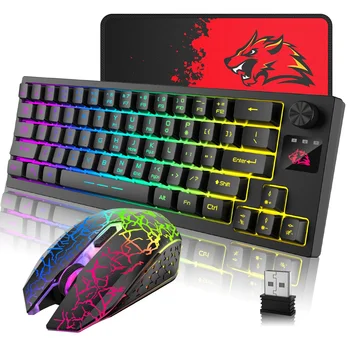 2.4G Wireless Gaming Office Keyboard Mouse Set Ergonomics Rechargeable RGB Backlit Keyboard Mouse for PC Gamer Computer Laptop