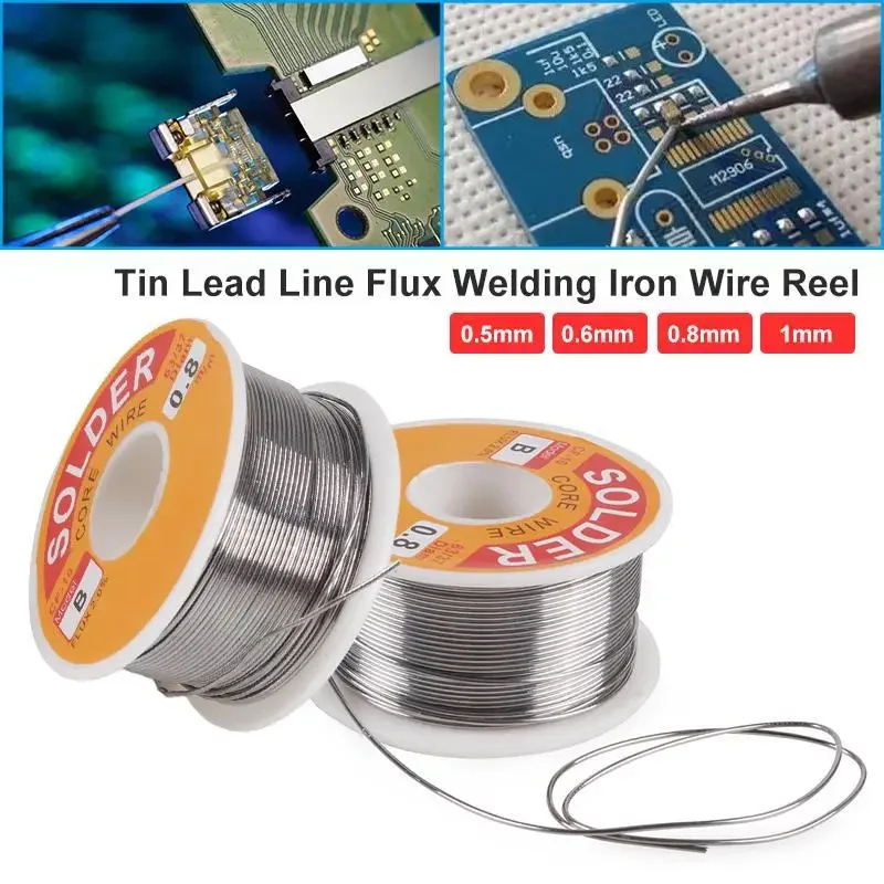 50g Tin wire 0.6 0.8 1 1.2 63 37 FLUX 2.0% solder wire Roll Melt Rosin Core Solder No-clean Tin BGA Welding Tools 1PC