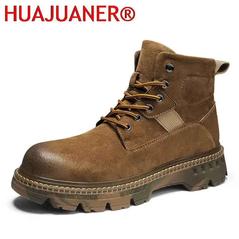 

Fashion Casual Cow Suede Shoes Men Motorbike Riding Motorcycle Boots Man High Quality Lace-up Solid Biker Boots Motocross Boots