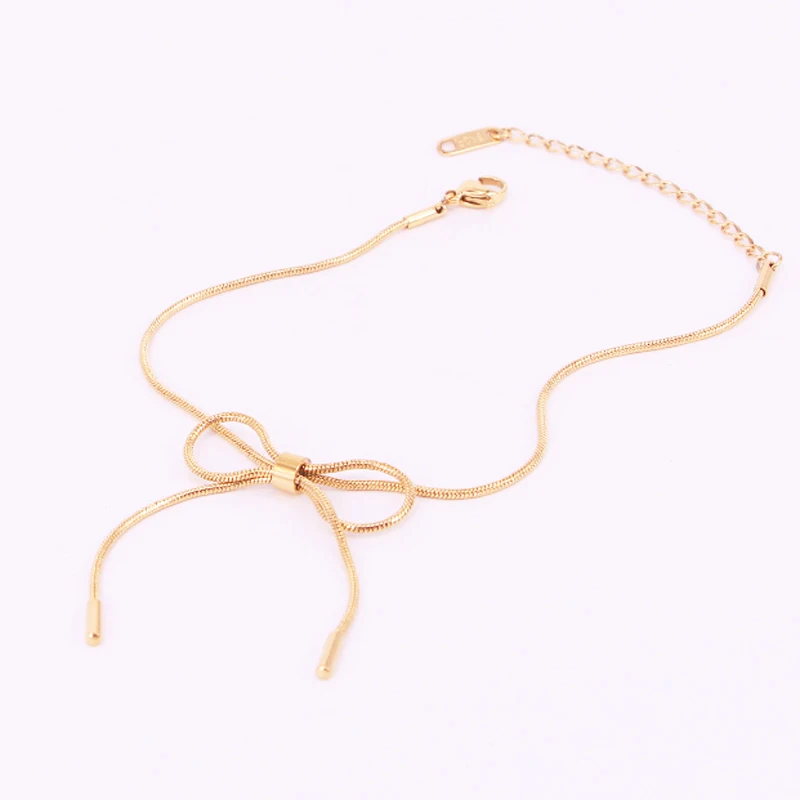 2024 Hot Style 316 Stainless Steel Bowknot Blow Chain Long Tassel Jewelry For Women Earrings Cute Gold Color Snake Chain