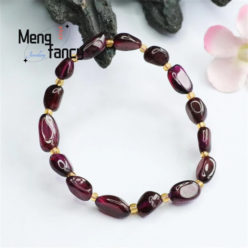 Natural Garnet Bracelet Charms Fashion Retro Personalized Fine Jewelry Luxury Men Women Bangle Souvenir Mascots Holiday Gifts