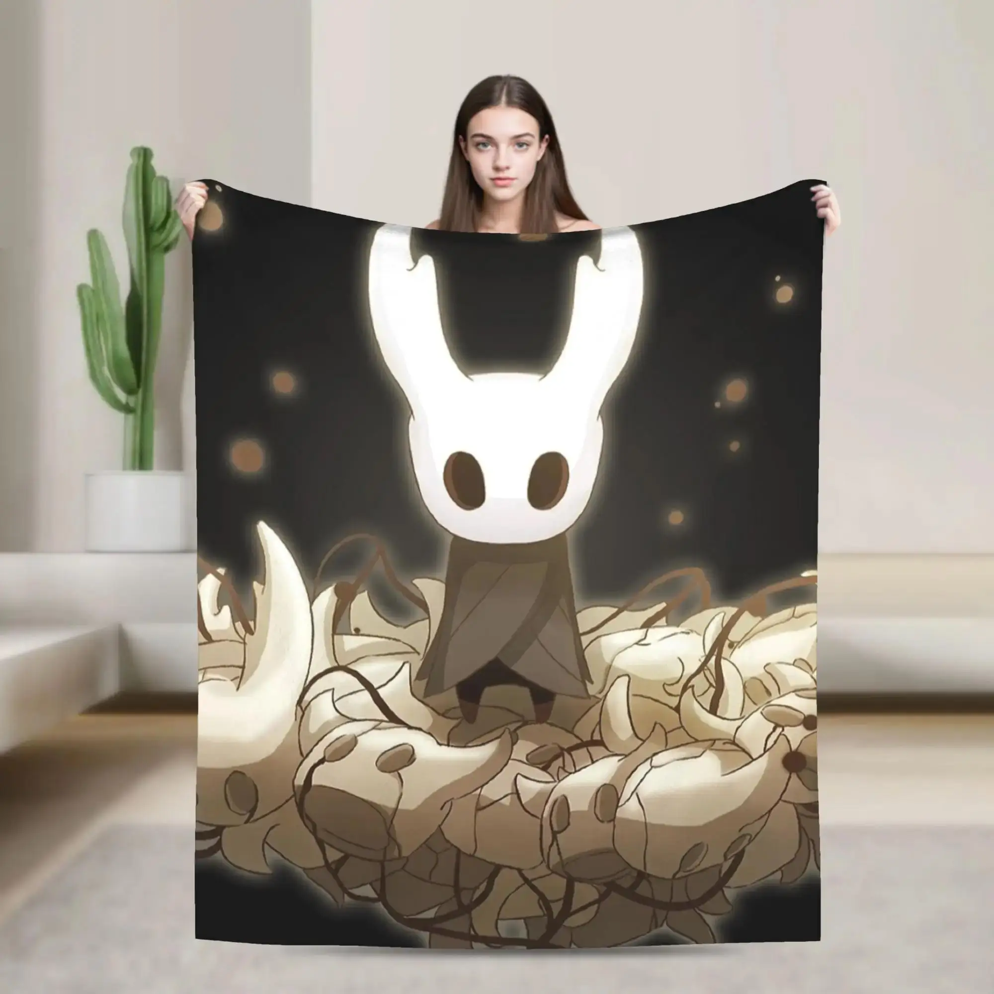 

Плюшевый плед Knight Hollow Knight Anime Battle Glow Warm для студентов, фланелевое покрывало для улицы, накидка на диван/кровать