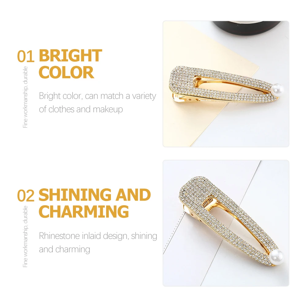 

2pcs Clips Lightweight Accessories Rhinestone Hair Clips Wedding Bride Accessories Golden Color Hair Tools Styling