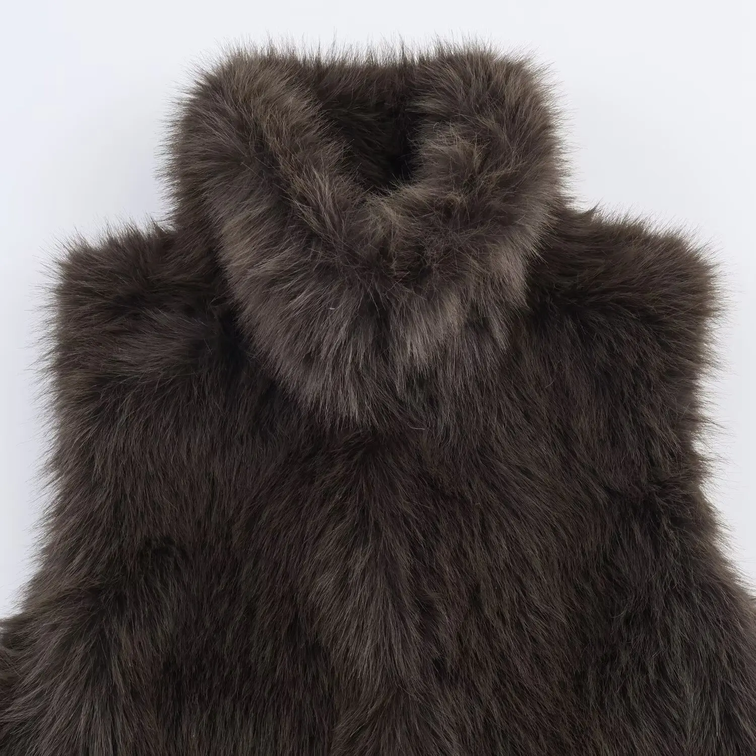 JNLEAOG Herfst Nieuwe Dames Faionable Veelzijdig Kunstbont Effect Vest Pendelen Sle Ronde Ne Polyestervezel