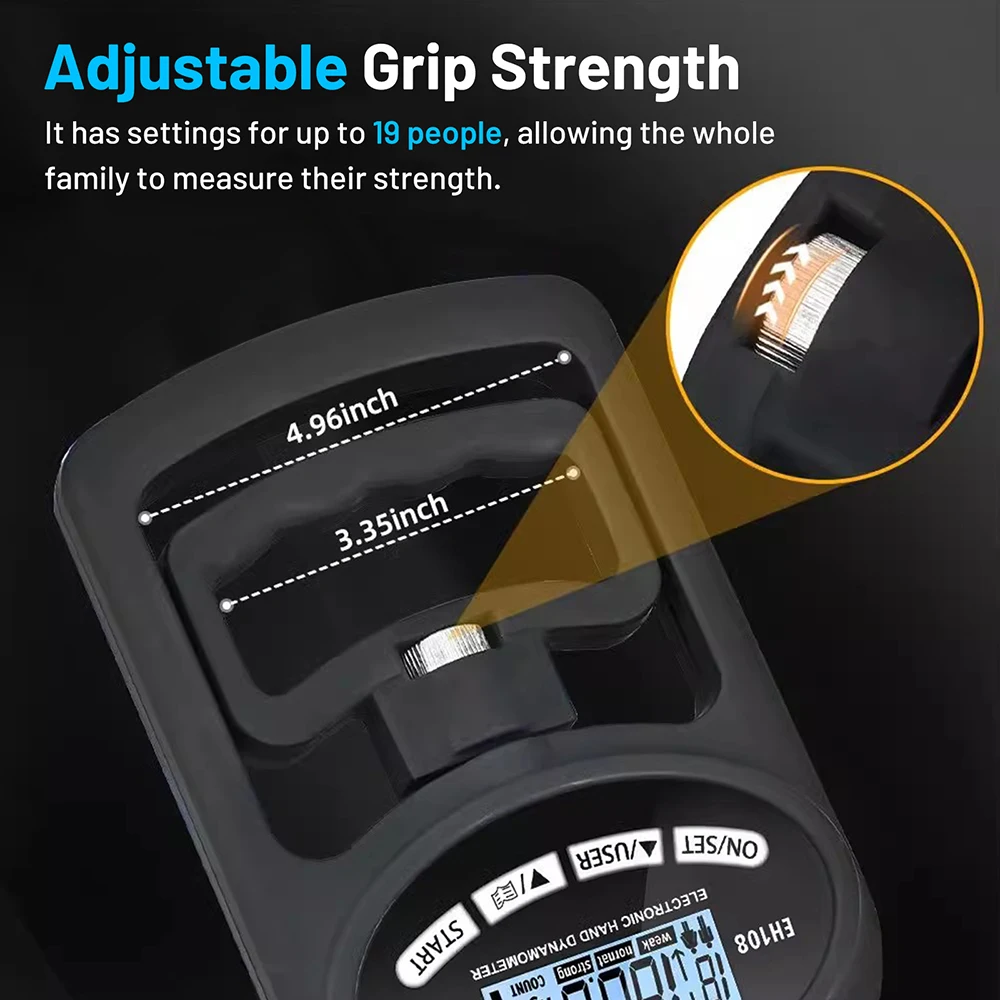 Digital Hand Dynamometer Grips WIth LED Display 268Lbs/120Kg Adjustable Strength Trainer Electronic Tester for Men and Women