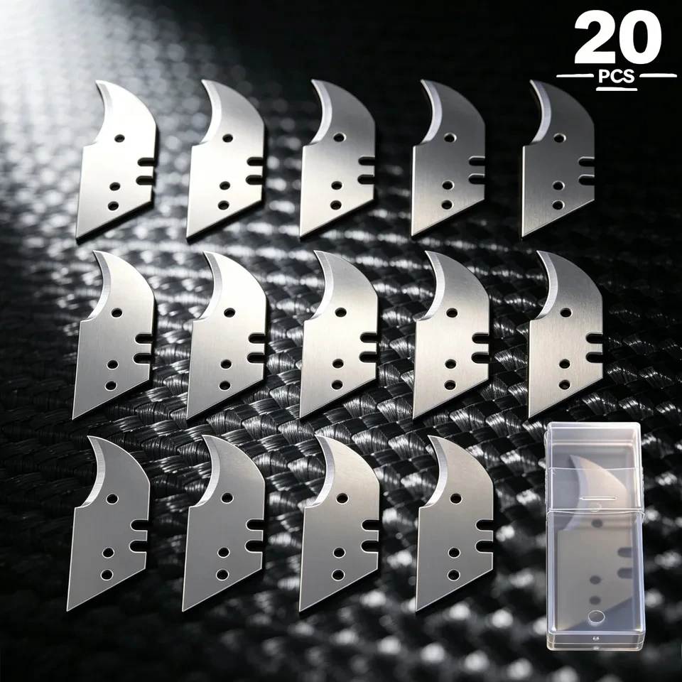 20pcs Blades for Art Knives Folding Knives Industrial Cutting Carpet Floor Installation Trim Cut Tool Kit