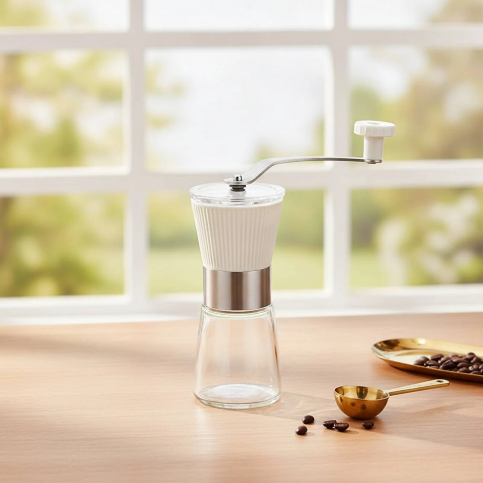 Manual Coffee Grinder with Hand Crank Adjustable Manual Coffee Grinder Portable Compact for Travelers, Home, Travel