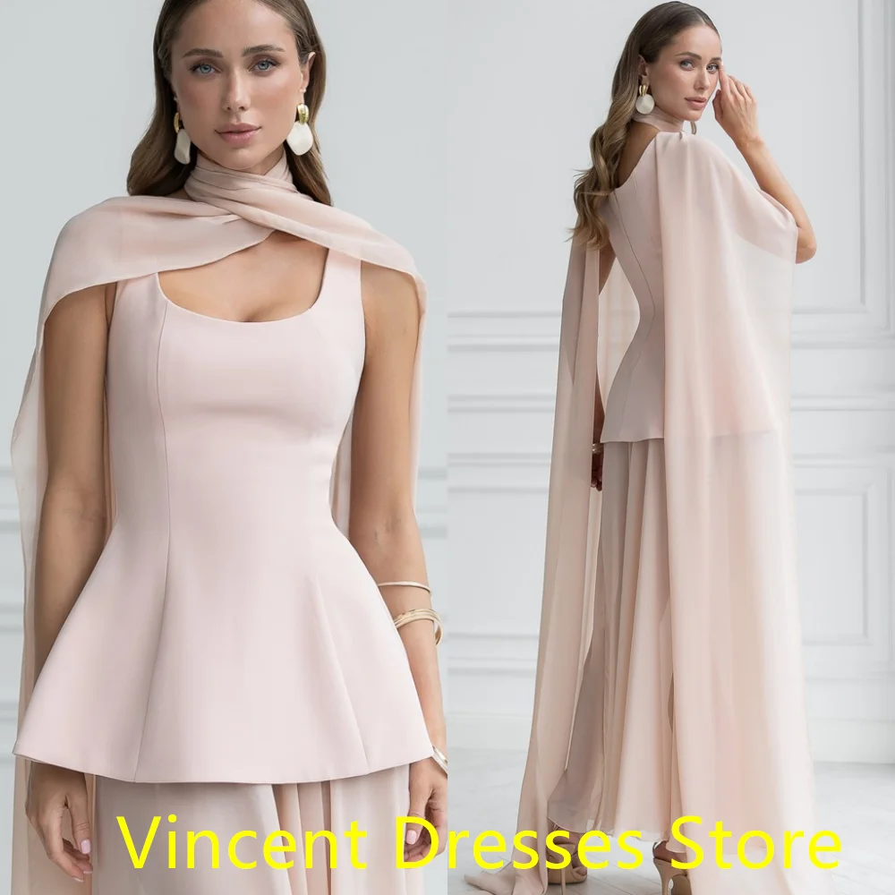 Customized Elegant pink Jersey Homecoming Dress Temperament Square Collar Shawl Ruffles Zipper Back Customized Vestido De Festa