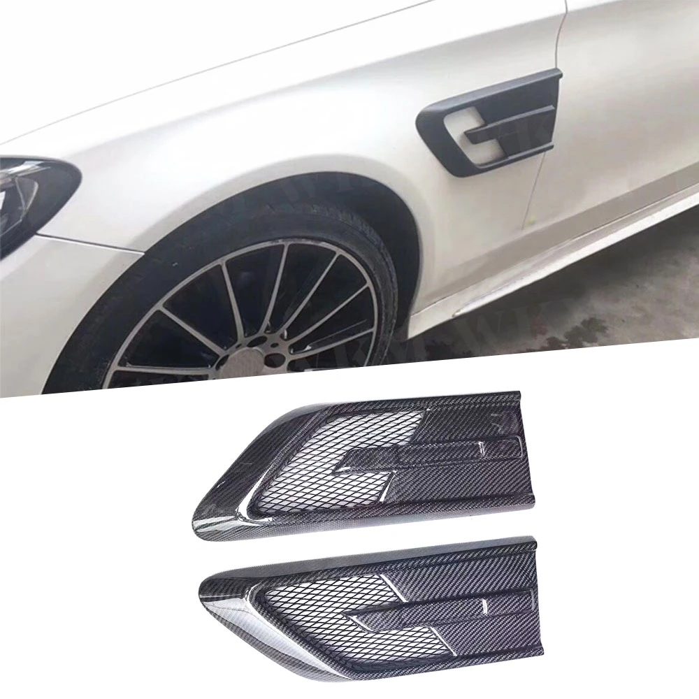 

For C Class W205 Carbon Fiber Front Bumper Sider Fender Fins Trim Decoration For Mercedes Benz C200 C300 Not For AMG Style 15-18